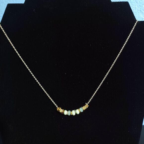 STELLA & DOT Silver-Toned Blue Bead Necklace, 16" - Picture 1 of 2